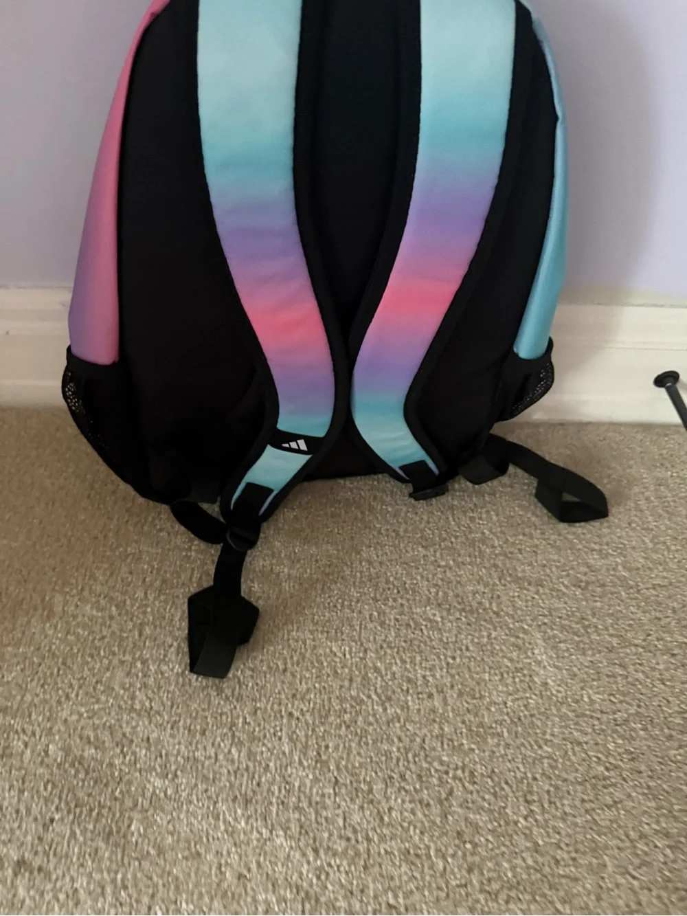 adidas Pastel Ombre Backpack in Pink, Purple, Teal with Black Accents - Picture 3 of 3
